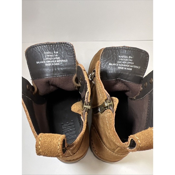 Frye Russell Mens Tan Leather Suede Cap Boots FR41606 Lace‎ Zip Up Sz 9 1/2 NEW main image 5